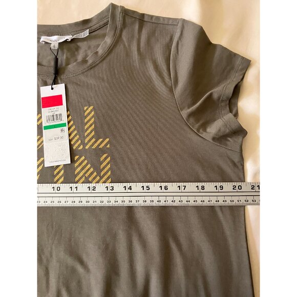 Calvin Klein Olive Gold Round neck Tee Top T-shirt Short Sleeves Size L - Picture 9 of 12